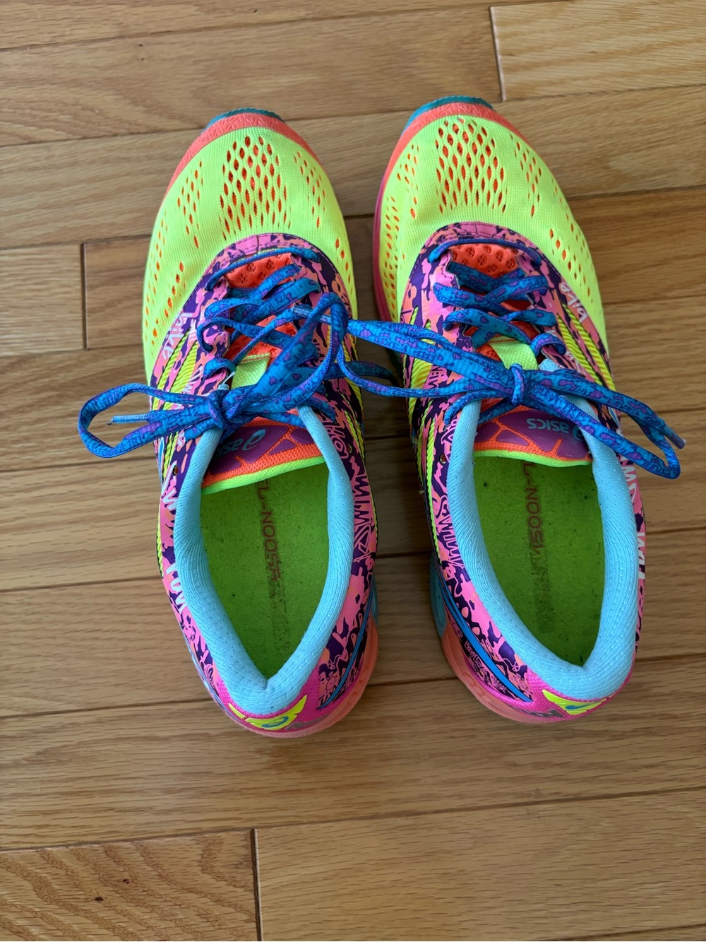 Asics Women’s Gel Noosa Neon Yellow Pink Blue Athletic Sneakers